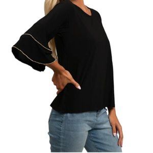 3/4 Bell Sleeve w/ Rhinestone Trim Top